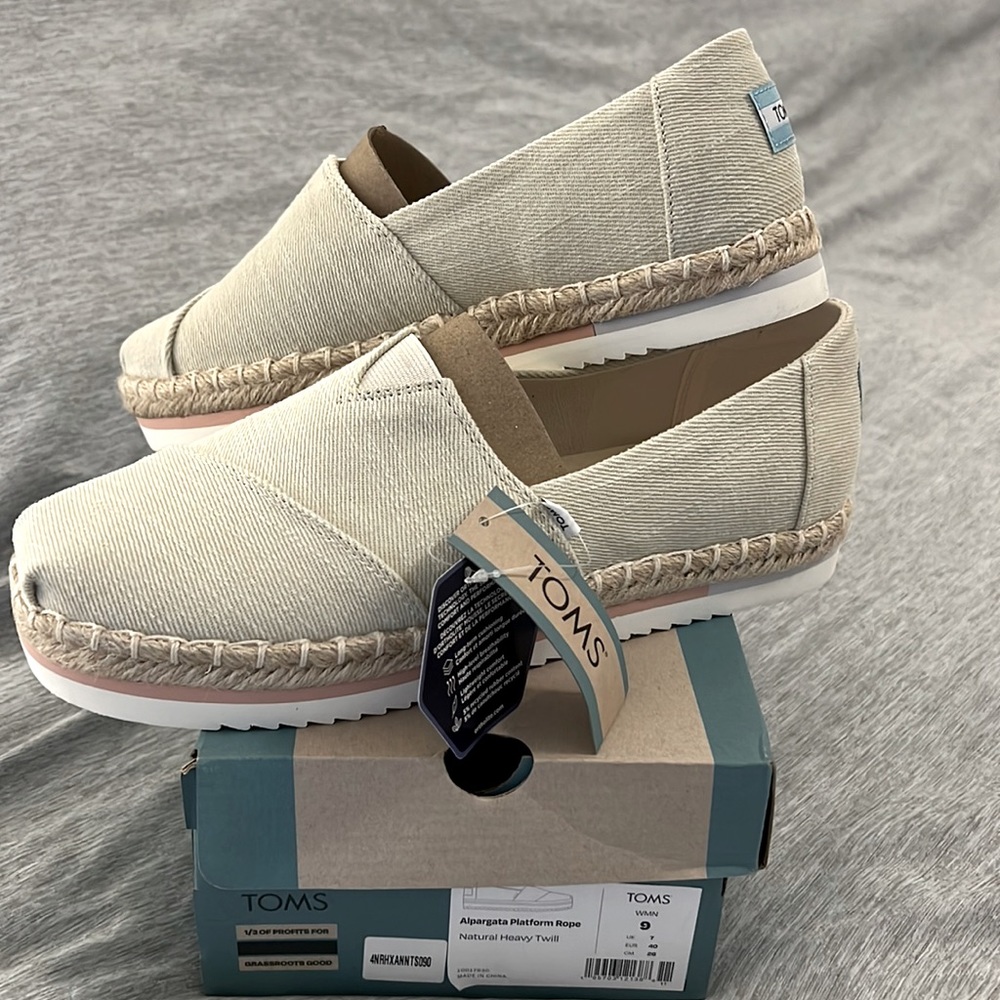 New! Toms Alpargata Platform Rope Slip-on Shoes in Size 9